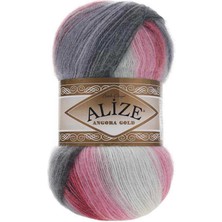 Alize Angora Gold Batik (1 Adet) 1602 Bordo-Pembe-Krem-Gri Renkli El Örgü Ipliği