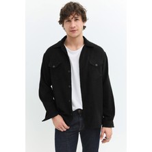 Denim Trip Relaxed Fit Siyah Erkek Kadife Gömlek