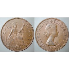 Banknoting Birleşik Krallık 1 Penny 1966 Kraliçe Iı. Elizabeth  31 mm Ingiltere.