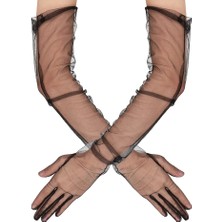 Shopwave Dila Uzun Boy Likralı Siyah Renk Yetişkin Mega Tül Eldiven 53 cm (5047) 115524