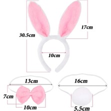 Shopwave Dila Tavşan Kostüm Seti Taç Papyon Kuyruk Pembe Renk (5047) 115524