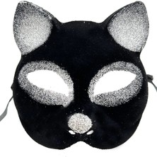 Shopwave Dila Siyah Renk Gümüş Simli Süet Kaplama Kedi Maskesi 18X14 cm (5047) 115524