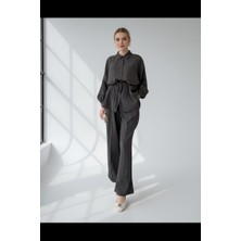 Molly Nelly Kadın Düğmeli Modal Pantolon Gömlekli Takım