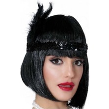 Shopwave Dila Siyah Renk Tüylü Çarliston Saç Bandı Kafa Bandı (5047) 115524