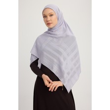 A25256 Jakarlı Ekose Şifon Eşarp 120X120CM - Gümüş