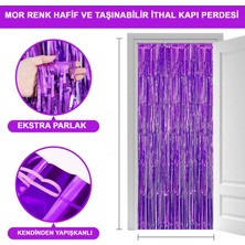 Shopwave Dila Mor Renk Ekstra Metalize Parlak Saçaklı Arka Fon Perde Ithal A Kalite 1x2 Metre (5047) 11552