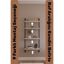 Solto Home OB4-13 Duvara Monte Modüler 4 Raflı Siyah Metal Kitaplık | Modern Dekoratif Beyaz Duvar Rafı | Reyon Rafı | Ofis – Salon - Mağaza Raf Sitemi