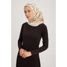 Schaless Pastoral - Ekru - %100 Ipek Twill Eşarp - 90X90 cm