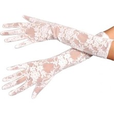 Shopwave Dila Beyaz Renk Orta Boy Dantelli Eldiven (5047) 115524