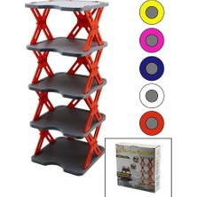 Shopwave Dila Yeni Nesil Akordiyon - Katlanır - 5 Katlı Plastik Ayakkabılık Gri TABAN-27X27CM - Renkli