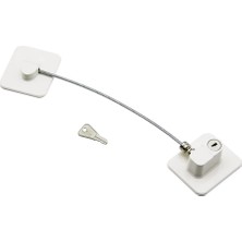 Shopwave Dila Beyaz Plaka   Halatlı  Emniyet Kilit  5X6CM Yapışkanlı Montaj=2pcs Plaka   Halat=18.8cm (50