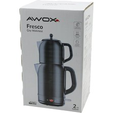 Shopwave Dila Fresco Siyah Elektrikli Çay Makinesi Çaycı Set 1.7lt Su Isıtıcı + 1.2lt Demlik Paslanma