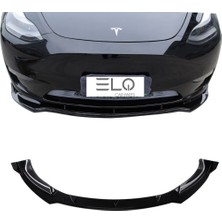 Ramm Tesla Model Y Ön Tampon Alt Spoyler - 3 Parça - Parlak Siyah