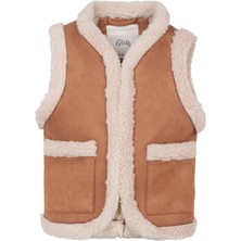 Civil Girls 2-5 Yaş Yelek - Kahverengi 5-6 Yaş