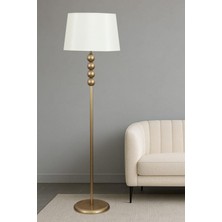 Taşcan Aydınlatma Lyon Eskitme Toplu Metal Ayaklı Lambader Krem Şapka Modern , Oturma Odası ,yatak Odası , Salon Lambader