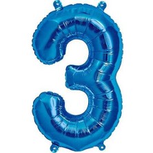 BenimMarifetlerim 3 Rakamı Mavi Folyo Balon 40 Inch 90 cm