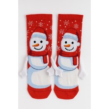 Carnaval Socks El Ele Tutuşan Kardan Adam Desenli Yılbaşı Çorabı