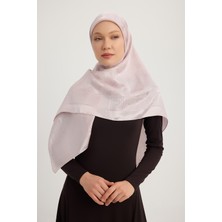 A1111 Jakarlı Parlak Saten Eşarp 110X110CM - Pudra
