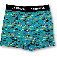 Carnaval Socks Carnaval Sushi Desenli Premium Pamuklu Erkek Boxer -Yeşil  Renkli