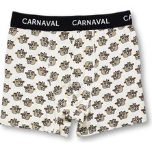 Carnaval Socks Carnaval Tembel Hayvan Desenli Premium Pamuklu Erkek Boxer -Krem Renkli