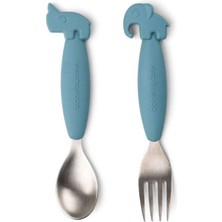 Done By Deer Done by Deer - Deer Friends - Paslanmaz Çelik Çatal ve Kaşık Seti - Mavi