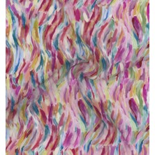 Podyum Baskı Sulu Boya Efektli Geometrik Desenli Dijital Baskılı Döşemelik Koltuk Kumaşı, Kırlent, Minder Kumaşı 100X140 cm