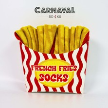 Carnaval Socks Unisex Hediye Patates Kızartması Kutusu Çorap - French Fries Desenli Pamuk Çorap - Fries Socks Box