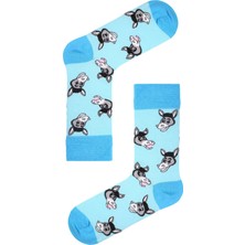 Carnaval Socks Gülen Eşşek desenli mavi renkli unisex soket çorap