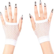 Shopwave Dila Beyaz Renk Kısa Boy Fileli Örgü Eldiven (5047) 115524