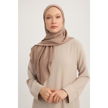 A0622 Mat Saten Pano Jakarlı Eşarp 100X100CM - Vizon