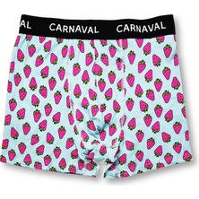 Carnaval Socks Carnaval Çilek Desenli Premium Pamuklu Erkek Boxer - Mavi Renkli
