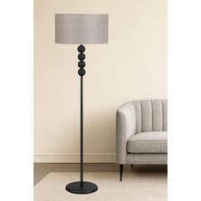 Taşcan Aydınlatma Lyon Siyah Toplu Metal Ayaklı Lambader Açık Kahve Şapka Modern , Oturma Odası ,yatak Odası , Salon Lambader