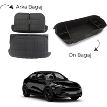 Ramm Tesla Model Y Ön + Arka Bagaj Düzenleyici Seti - Su Geçirmez - Siyah - 3 Adet Set