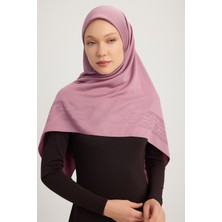 A1121 Mat Saten Pano Jakarlı Eşarp 110X110CM - Gül Kurusu