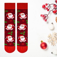 Carnaval Socks Noel Baba Yılbaşı Desenli Kırmızı Renkli Unisex Soket Çorap