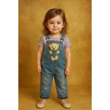 Oryeda Bebek Kız & Erkek Ayıcıklı Kot Salopet Tulum – 2 Renk – Yumuşak Denim, Günlük Kullanım