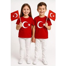 Lunas Tekstil Çocuk Tişört Türk Bayraklı Kırmızı