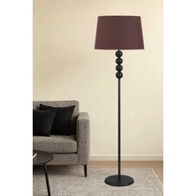 Taşcan Aydınlatma Lyon Siyah Toplu Metal Ayaklı Lambader Koyu Kahve Şapka Modern , Oturma Odası ,yatak Odası , Salon Lambader