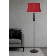 Taşcan Aydınlatma Lyon Siyah Toplu Metal Ayaklı Lambader Bordo Şapka Modern , Oturma Odası ,yatak Odası , Salon Lambader