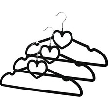 Shopwave Dila 3pcs Siyah Kadife Kaplı - Kalpli Plastik Askı Metal Uçlu (5047) 115524