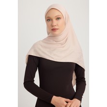 A0622 Mat Saten Pano Jakarlı Eşarp 100X100CM - Bej