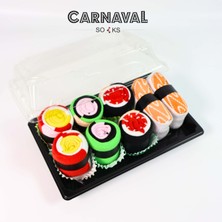 Carnaval Socks Carnaval Unisex Hediye Sushi Kutusu Çorap Seti - Sushi Desenli Pamuk Çorap - Sushi Socks Box