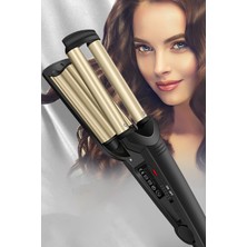 Gampus Saç Dalgalandırıcı Profesyonel 3'lü Oymalı Saç Şekillendirici Bugle Kıvırcı Düzleştirici Alet Kuaför