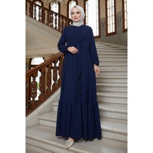 Bağlama Detaylı Ayrobin Elbise Lacivert HM2873
