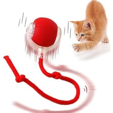 Pet Hareketli Interaktif Ipli Kedi Oyuncağı Şarj Edilebilir Akıllı Kedi Oyuncağı, USB Şarjlı, LED Işıklı, 3 Modlu, Otomatik Yuvarlanan Top
