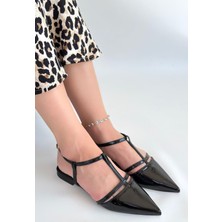 Fresco Scarfs Canca Siyah Rugan Babet Ayakkabı