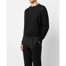 Italyan Stil Erkek Bisiklet Yaka Triko Kazak Siyah T13138