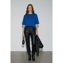 Softandbasic Kadın %100 Organik Pamuk Oversize Fit Basic Yuvarlak Yaka T-Shirt