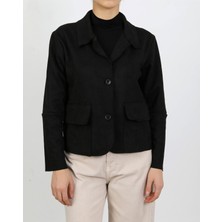 Vellichor Süet Kadın Ceket-Siyah