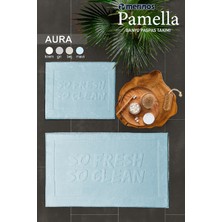 Merinos Pamella 2 Li Banyo Paspas Takımı Aura Mavi